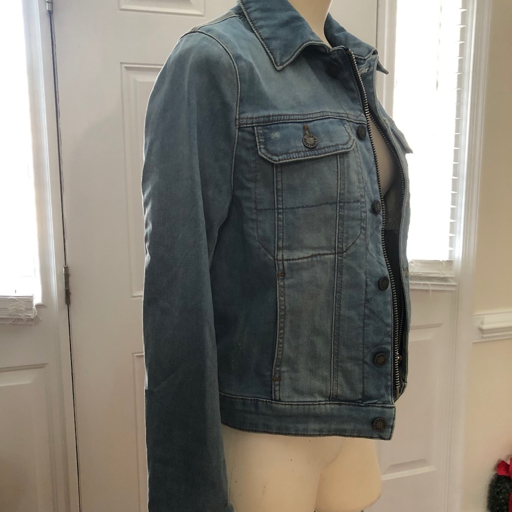 NEW Zadig & Voltaire Kioky Demin Skull Strass Jacket Light Blue Size M